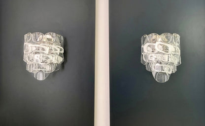 Murano Vegglampe | 10 Hvite Crostoliglass | 1 par