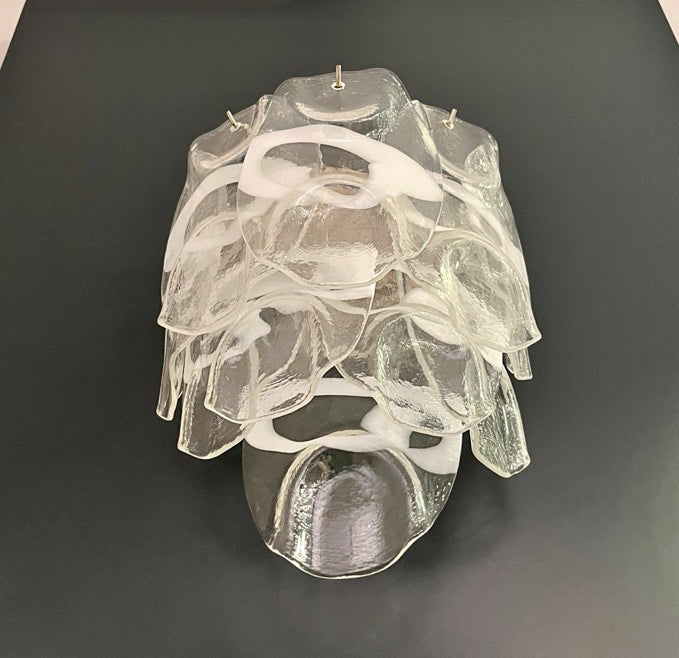 Murano Vegglampe | 10 Hvite Crostoliglass | 1 par