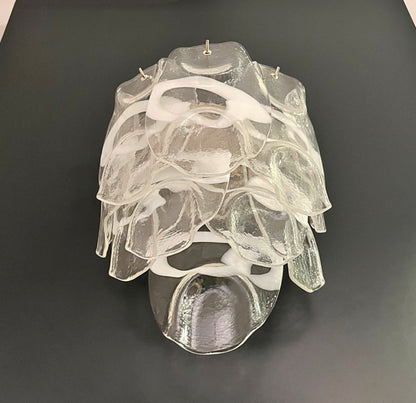 Murano Vegglampe | 10 Hvite Crostoliglass | 1 par