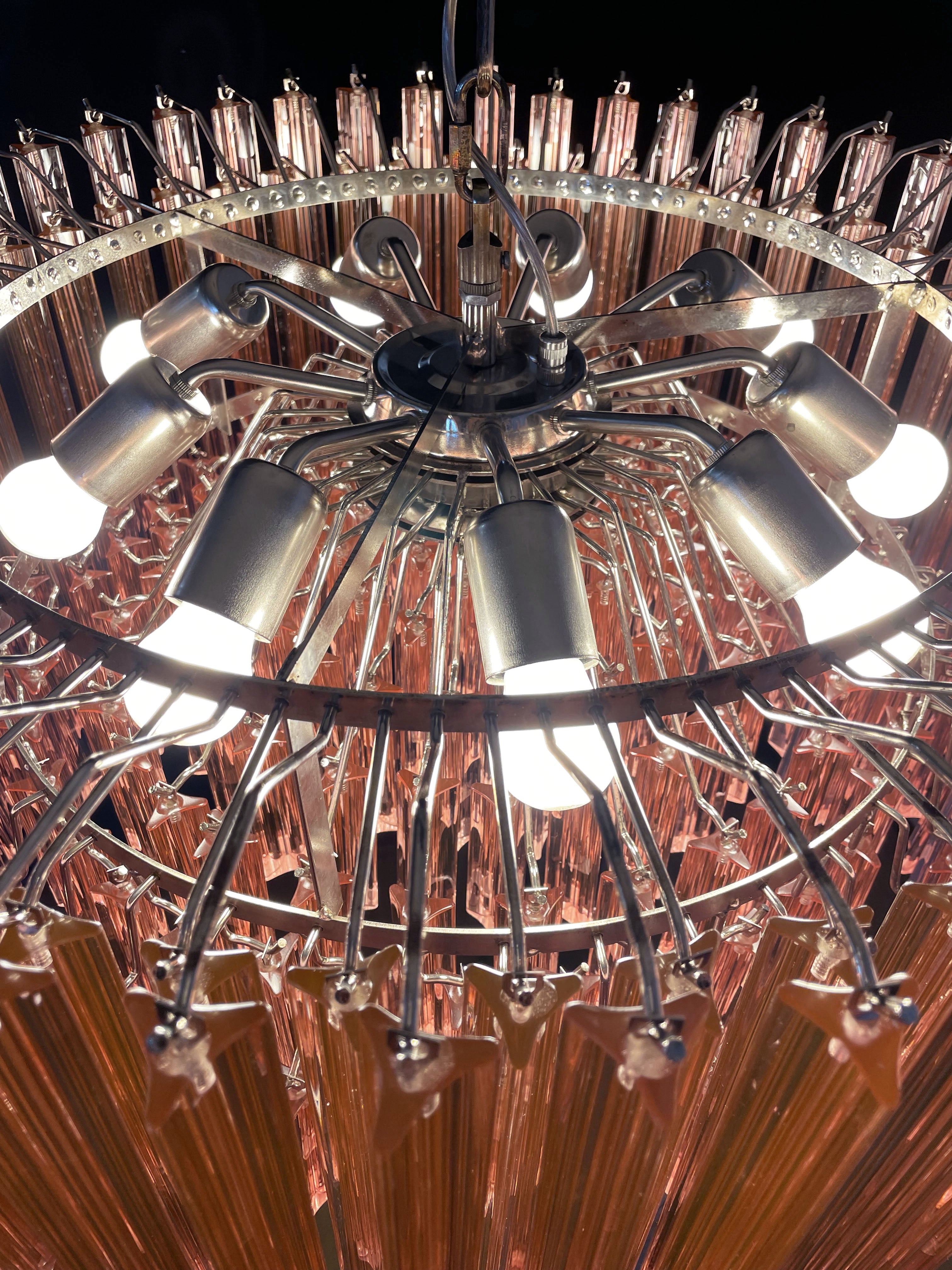 Murano Chandelier – 265 Pink Prism Glass – detail 4 – Murano Classics