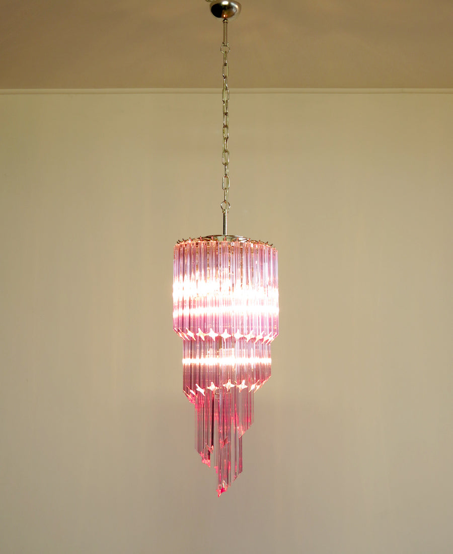 Murano Chandelier | 54 Pink Prism glass