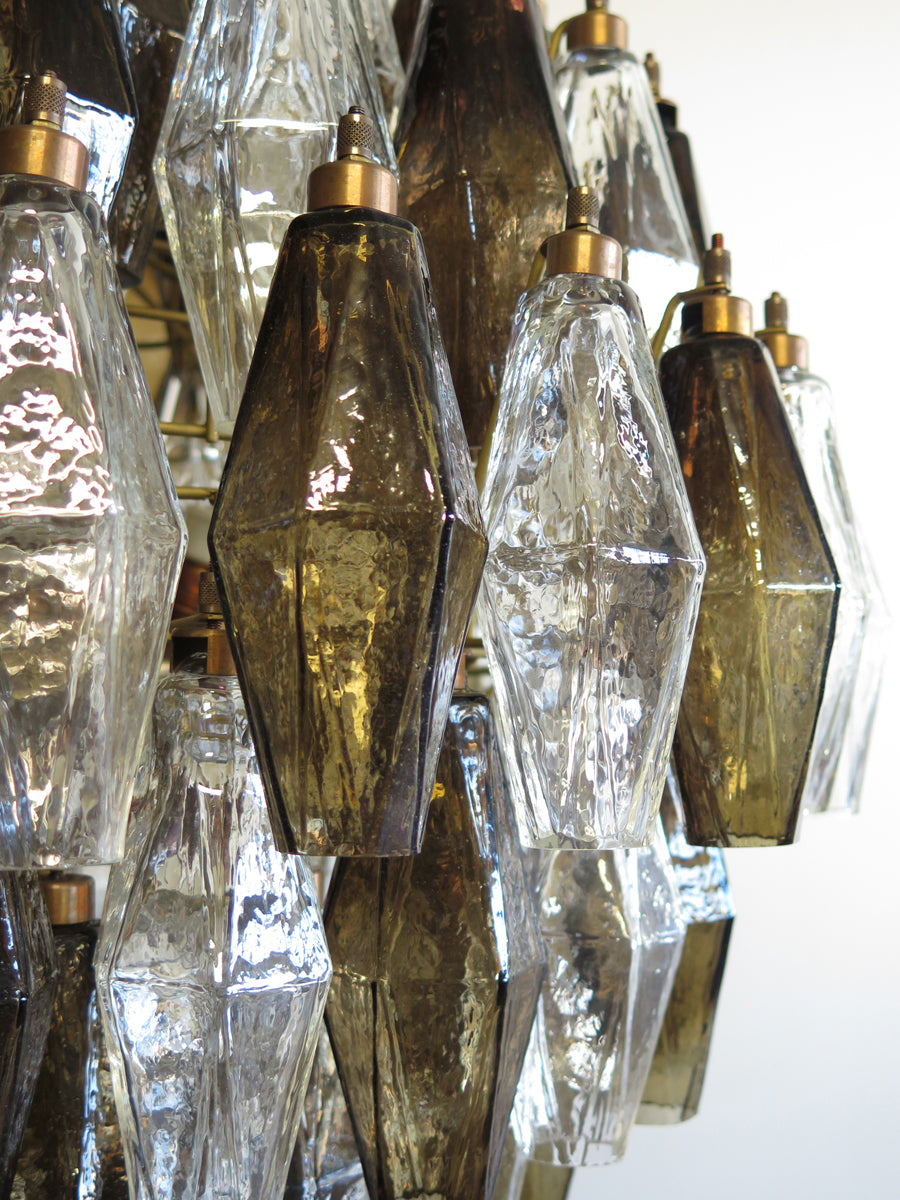 Murano Kronleuchter – 140 Klare und Rauchfarbene Poliedrigläser – Detail 2 – Murano Classics