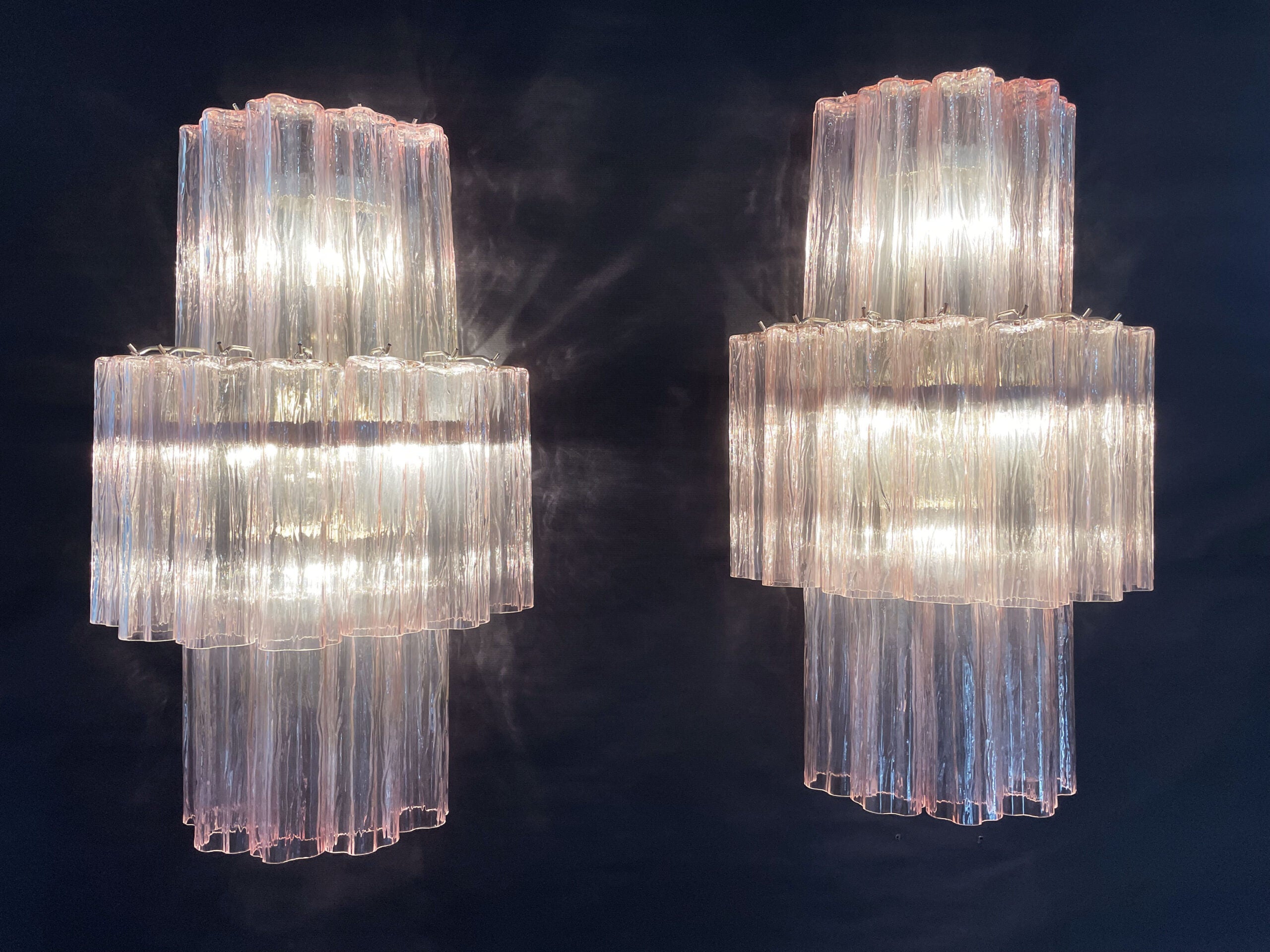 Murano Wall Lamp – 18 Pink Prism Glass – Set of 2 – detail 3 – Murano Classics