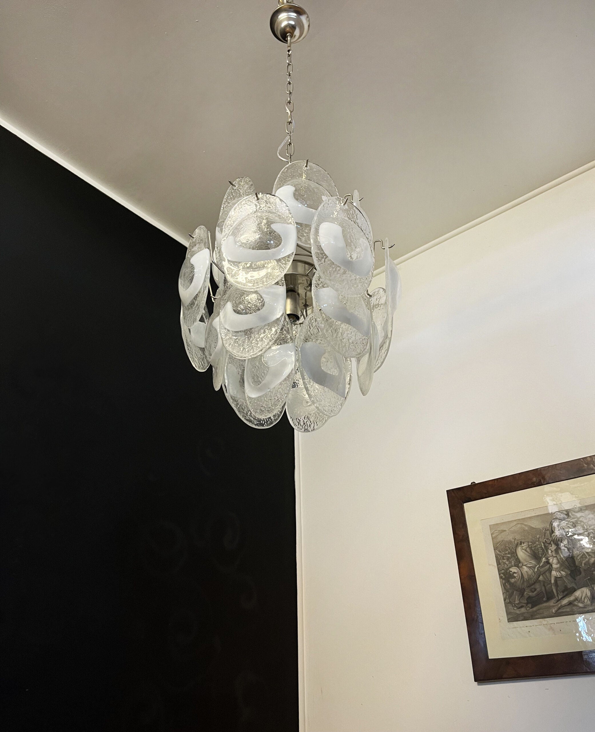 Lampadario Murano – 24 Vetri Crostoli Bianchi Trasparenti – dettaglio 1 – Murano Classics