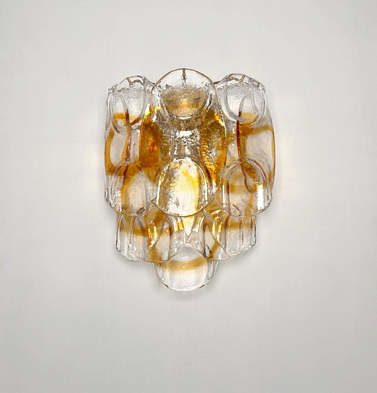 Murano Vegglampe | 10 Hvite Crostoliglass | 1 par