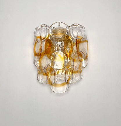 Murano Vegglampe | 10 Hvite Crostoliglass | 1 par