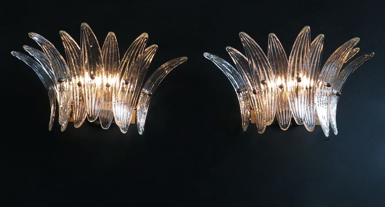 Murano Wall Lamp – 9 Clear Palmette Glass – Set of 2 – detail 6 – Murano Classics