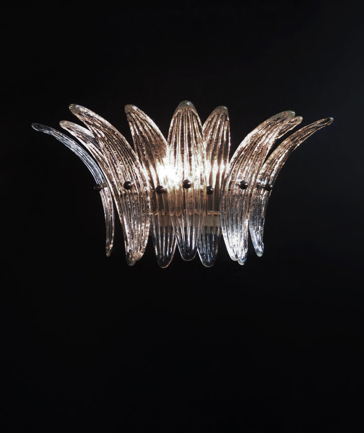 Murano Wall Lamp – 9 Clear Palmette Glass – Set of 2 – detail 2 – Murano Classics