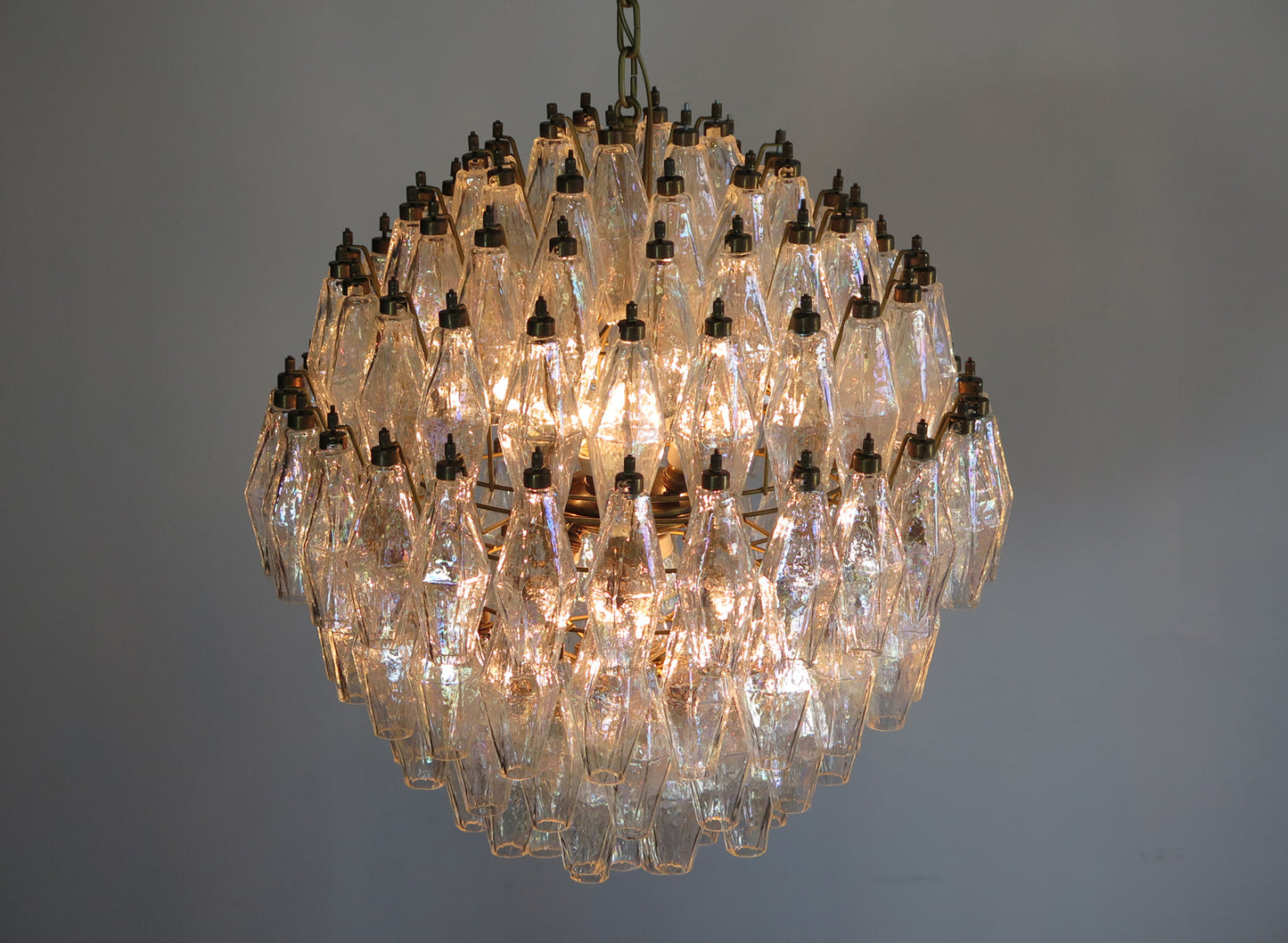 Murano Chandelier | 140 Iridescent Polyhedral glass