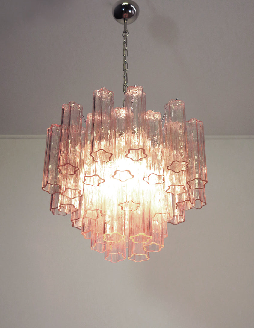 Murano Lysekrone – 36 Rosa Glassrør – Murano Classics