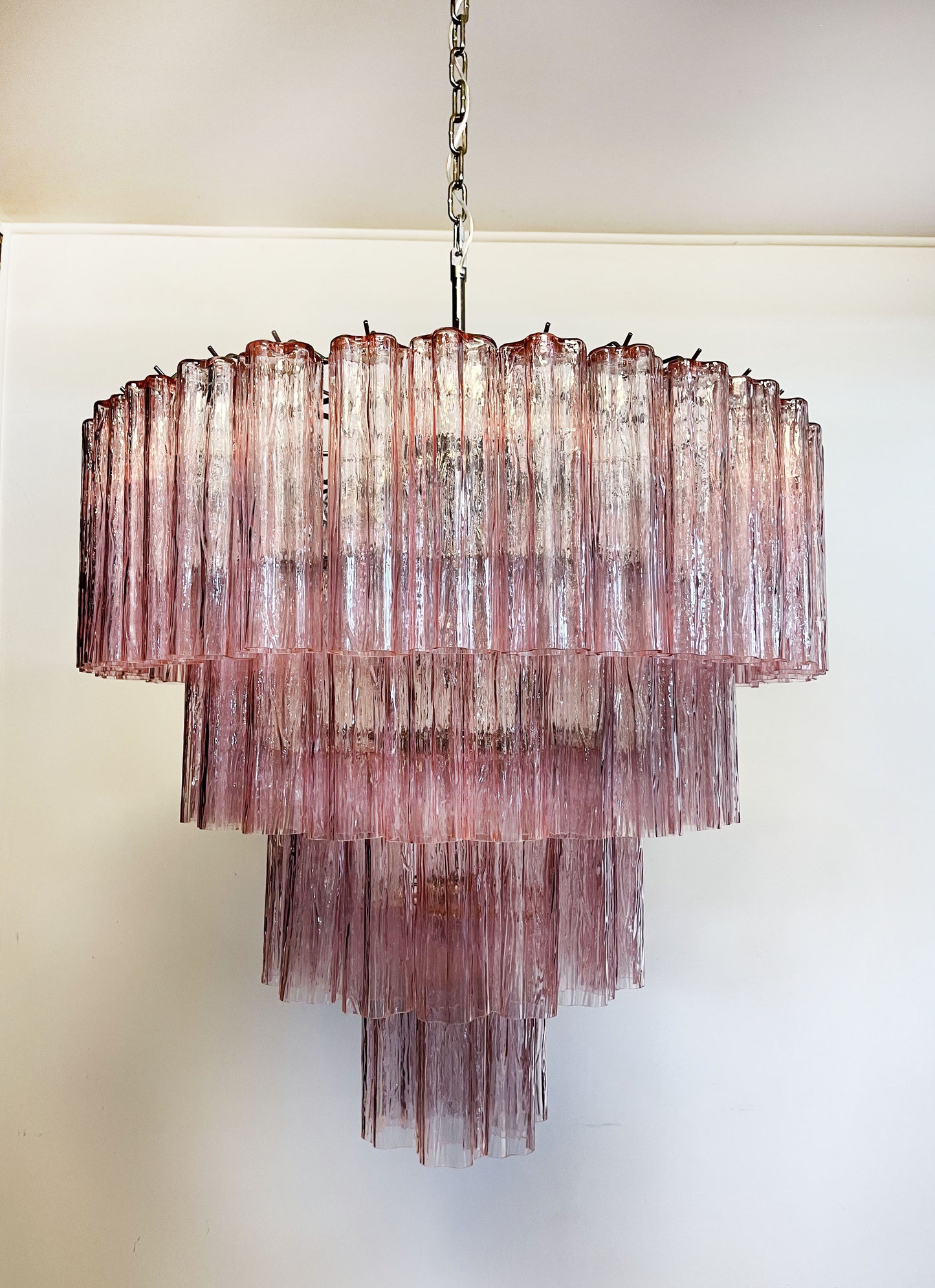 Murano Lysekrone | 78 Rosa Glassrør