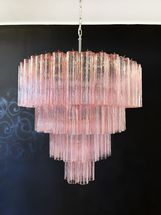 Murano Lysekrone | 78 Rosa Glassrør