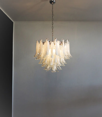 Murano Chandelier | 53 Clear cone leaf glasses