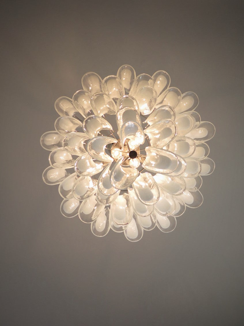 Murano Chandelier | 53 Clear cone leaf glasses