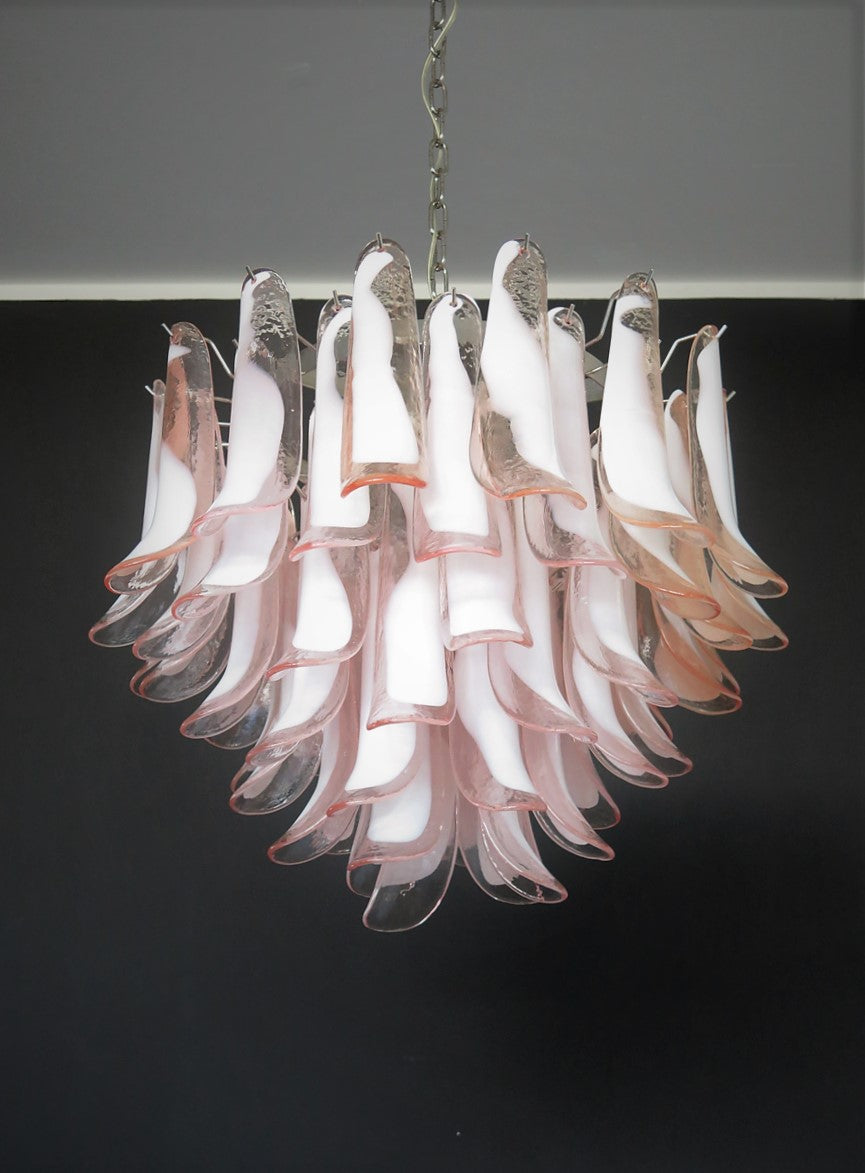 Murano Chandelier | 53 Pink cone leaf glass