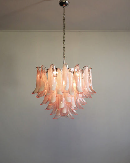 Murano Chandelier | 53 Pink cone leaf glass