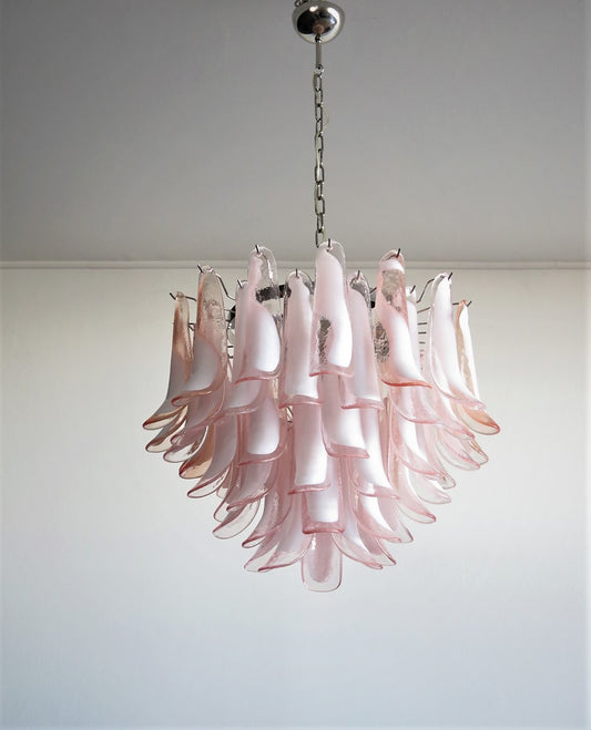 Murano Chandelier | 53 Pink cone leaf glass