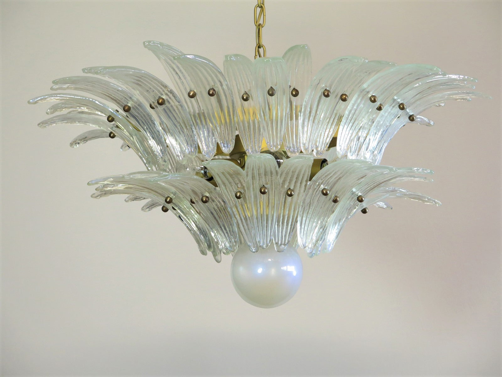 Murano Kroonluchter – 58 Irisklare Palmetteglas – detail 5 – Murano Classics