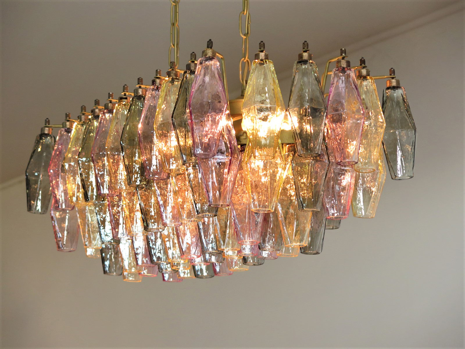 Murano Chandelier – 84 Multicoloured Poliedri Glass – detail 6 – Murano Classics