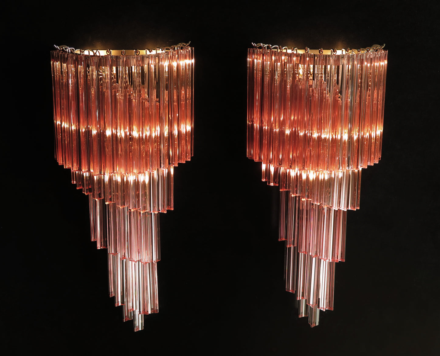 Murano Wall Lamp – 41 Pink Prism Glass – Set of 2 – detail 1 – Murano Classics