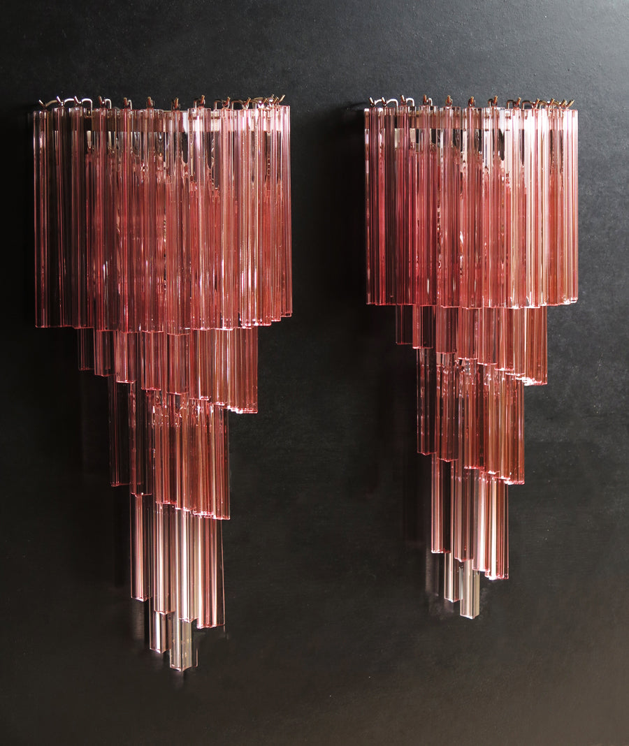 Murano Wall Lamp – 41 Pink Prism Glass – Set of 2 – detail 4 – Murano Classics