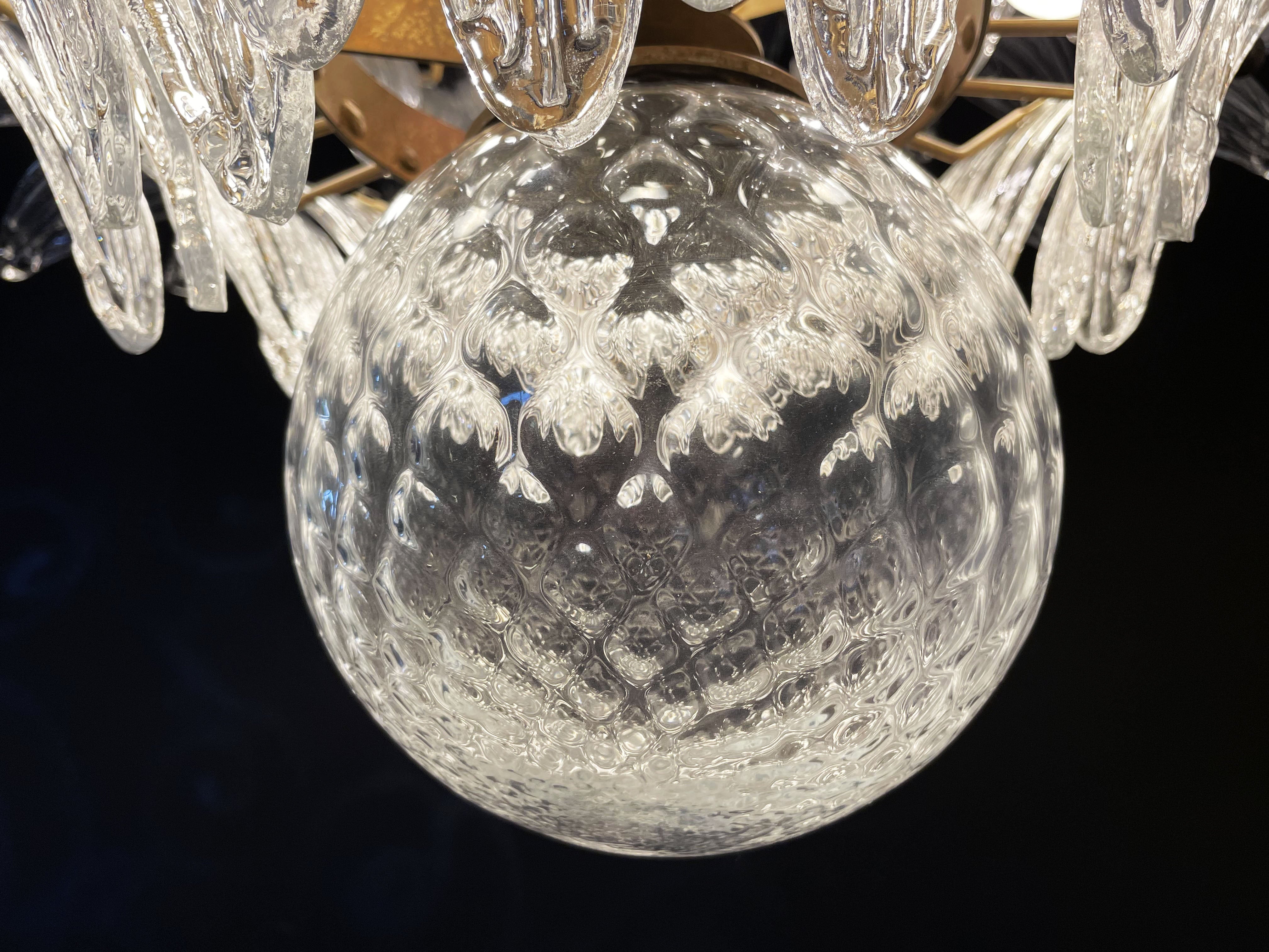Murano Chandelier – 163 Clear Palmette Glass – detail 4 – Murano Classics