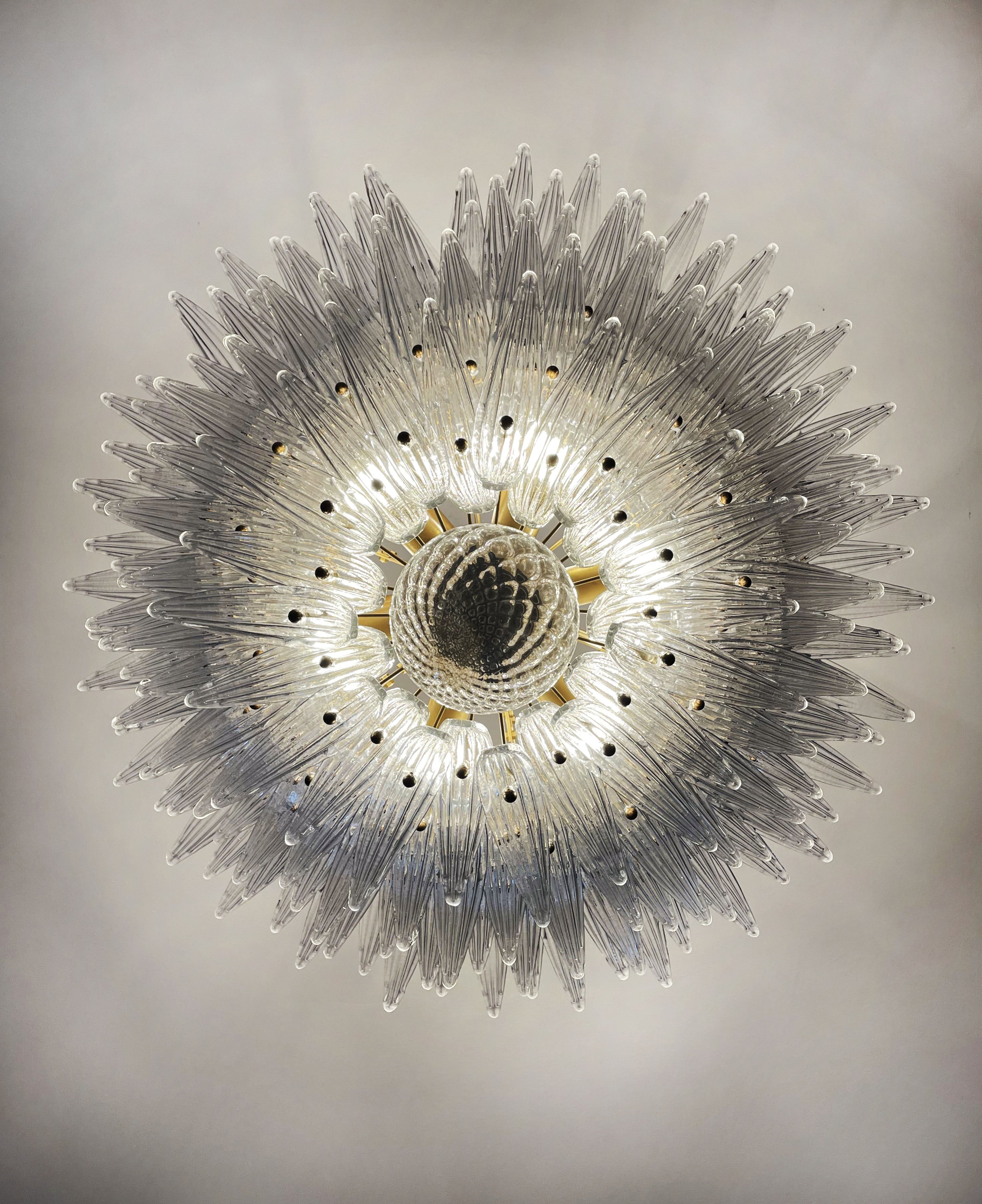 Murano Chandelier – 163 Clear Palmette Glass – detail 2 – Murano Classics