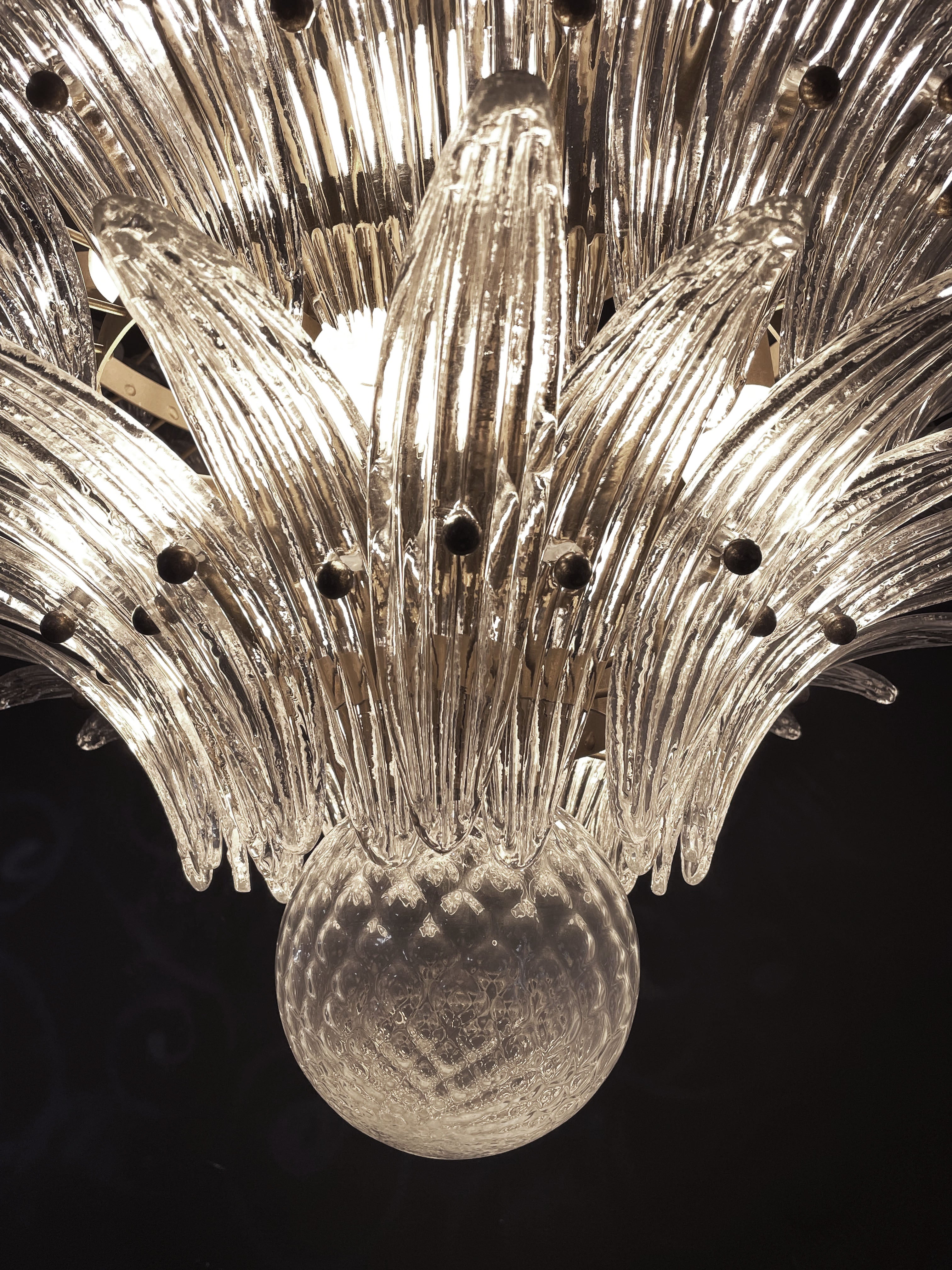 Murano Chandelier – 163 Clear Palmette Glass – detail 3 – Murano Classics