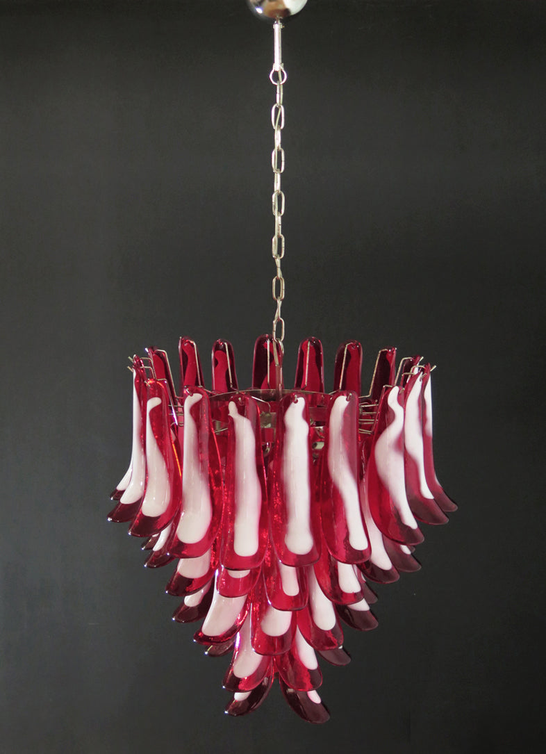 Murano Chandelier | 52 Red Cone Leaf Glasses