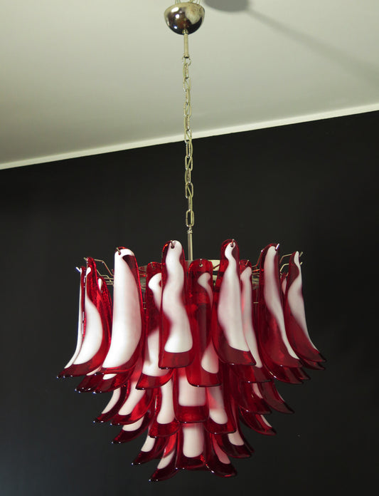 Murano Chandelier | 53 Red Cone leaf glass