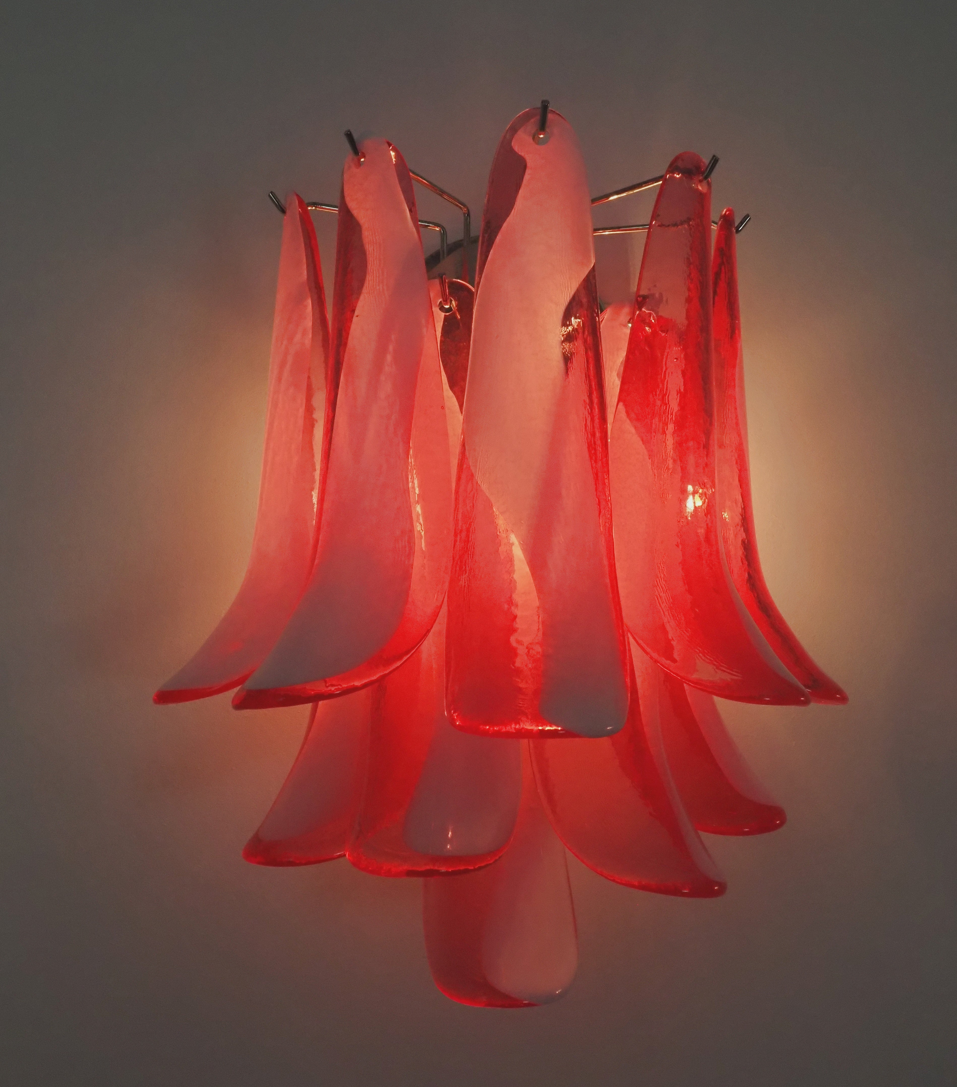 Murano Wandlamp – 10 Rood Bloemblaadjeglas – Set van 2 – detail 6 – Murano Classics