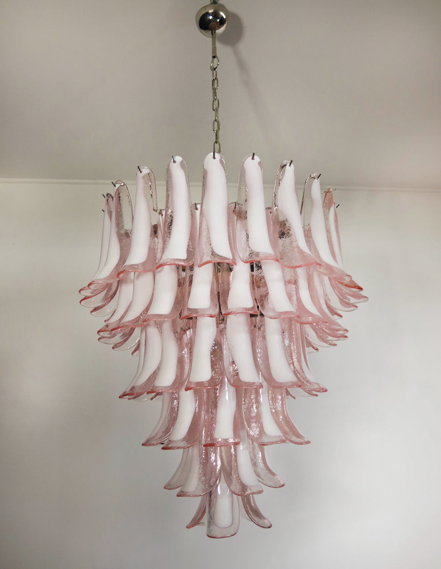 Murano Chandelier | 75 Pink cone leaf glass