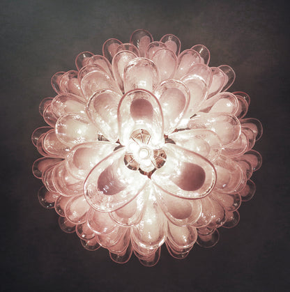 Murano Chandelier | 75 Pink cone leaf glass