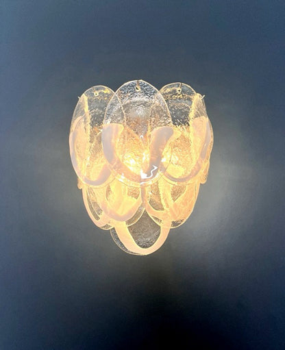 Murano Vegglampe | 10 Klare Konglebladglass | 1 par