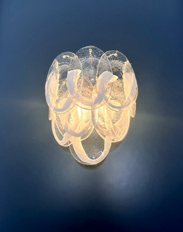 Murano Vegglampe | 10 Klare Konglebladglass | 1 par