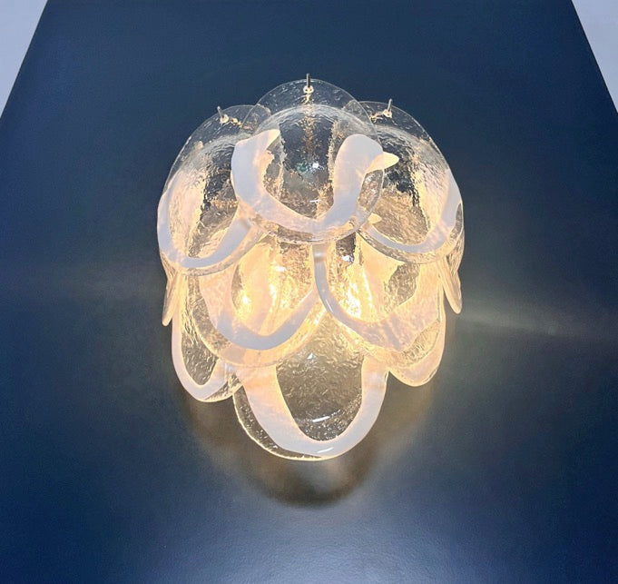Murano Vegglampe | 10 Klare Konglebladglass | 1 par