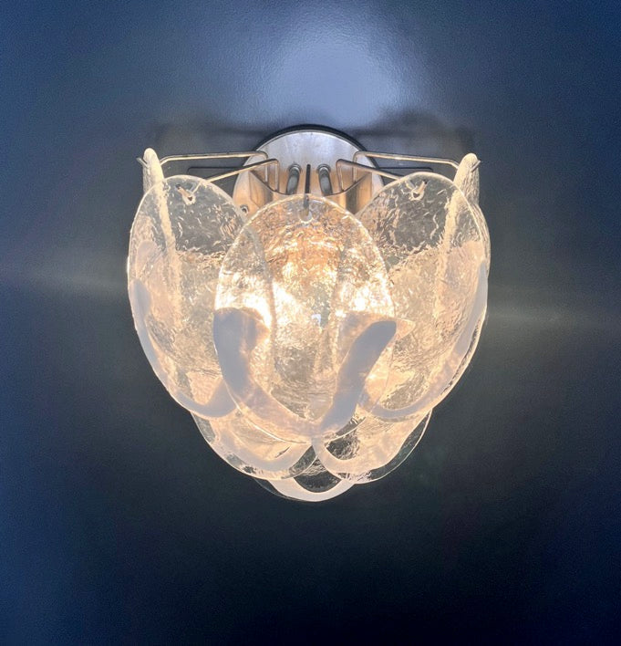 Murano Vegglampe | 10 Klare Konglebladglass | 1 par