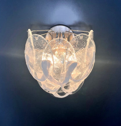 Murano Vegglampe | 10 Klare Konglebladglass | 1 par