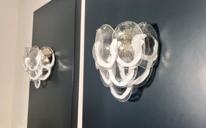 Murano Vegglampe | 10 Klare Konglebladglass | 1 par