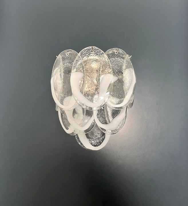 Murano Vegglampe | 10 Klare Konglebladglass | 1 par