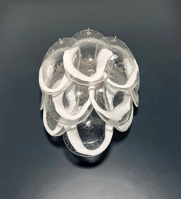 Murano Vegglampe | 10 Klare Konglebladglass | 1 par