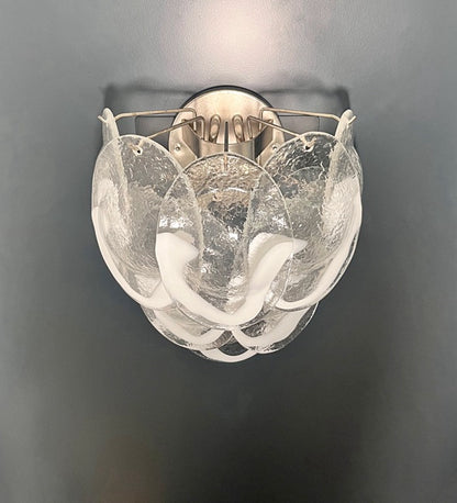 Murano Vegglampe | 10 Klare Konglebladglass | 1 par