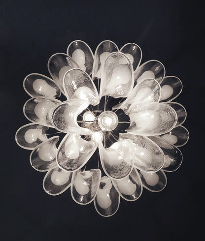 Murano Chandelier | 26 Clear cone leaf glasses