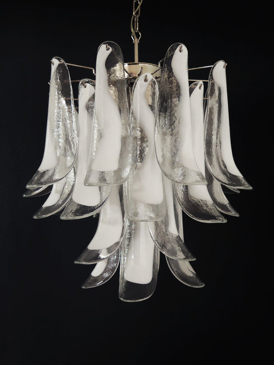 Murano Chandelier | 26 Clear cone leaf glasses