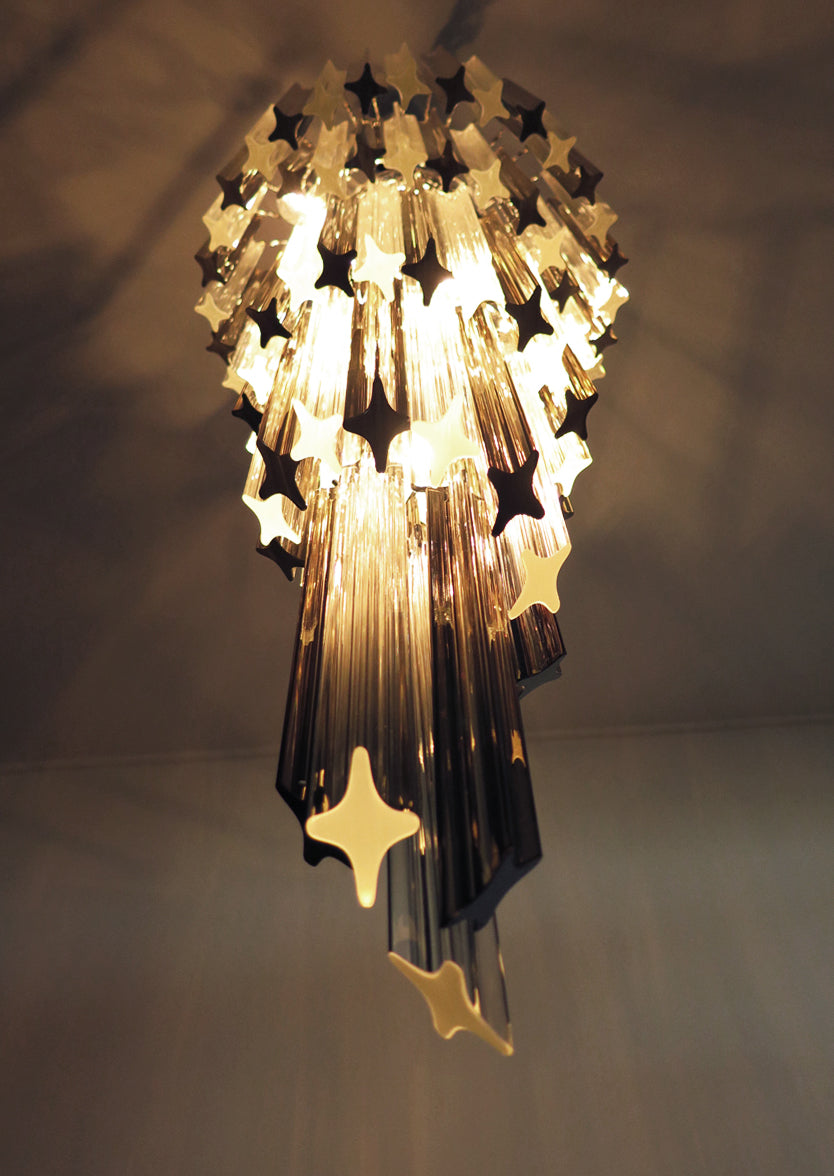 Murano Chandelier – 86 Clear and Smoked Prism Glass – detail 1 – Murano Classics