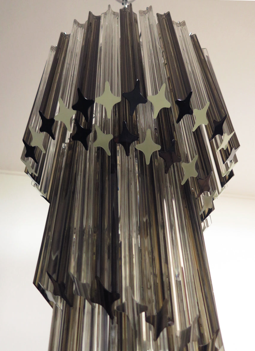 Lampadario Murano – 86 Vetri a Prismi Trasparenti e Affumicati – dettaglio 6 – Murano Classics