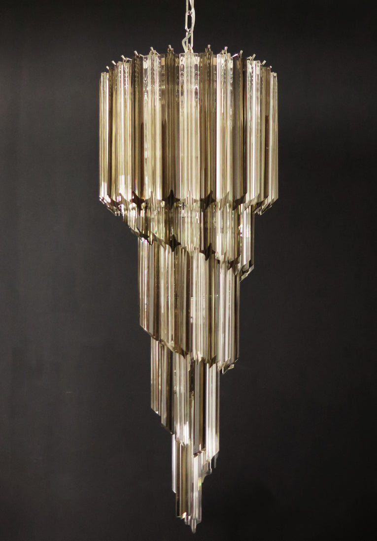 Lampadario Murano – 86 Vetri a Prismi Trasparenti e Affumicati – dettaglio 10 – Murano Classics
