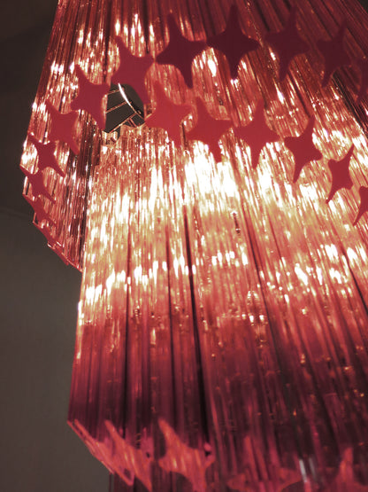 Murano Chandelier | 86 Pink Prism glass