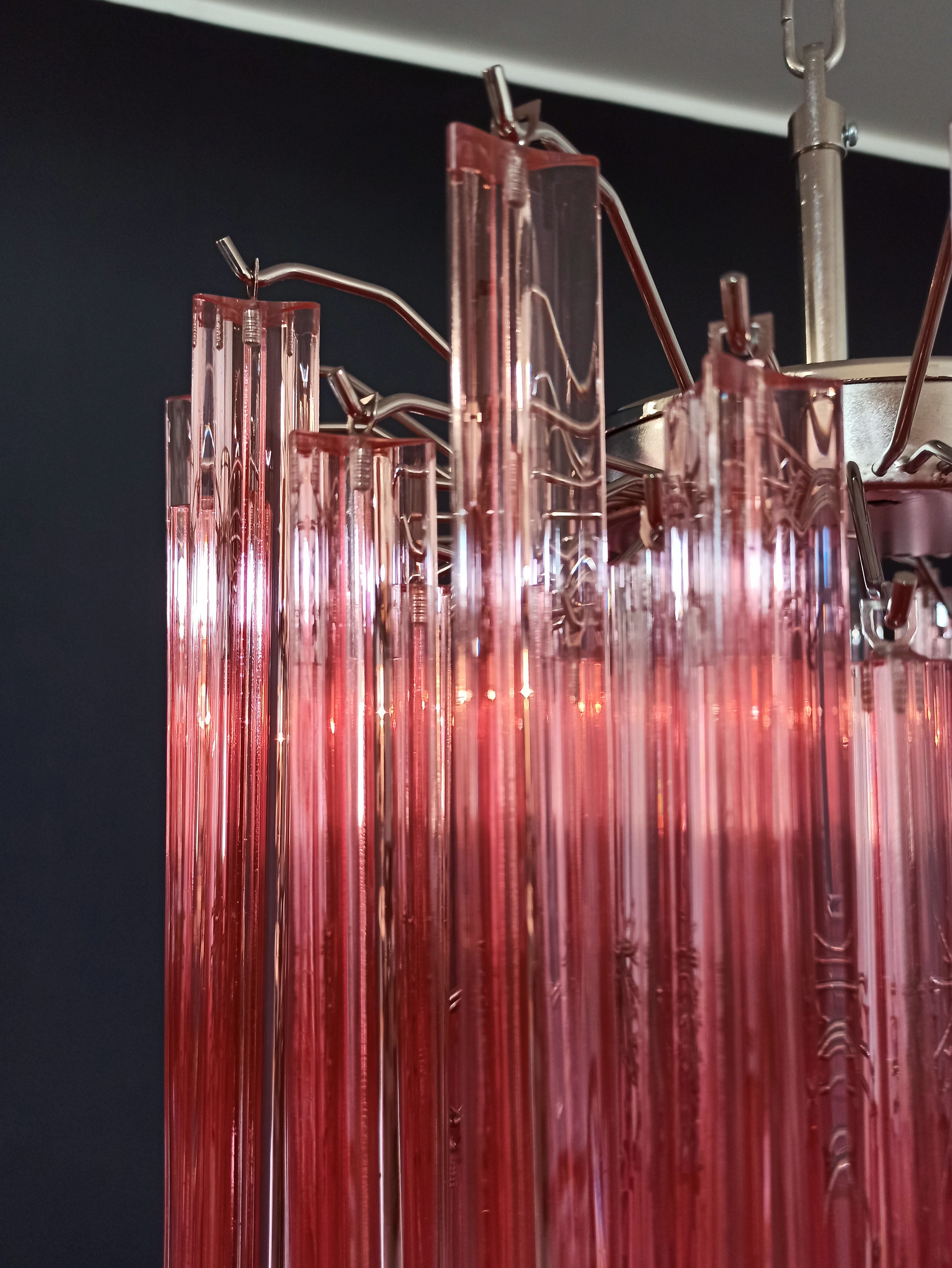Murano Chandelier – 107 Pink Prism Glass – detail 4 – Murano Classics