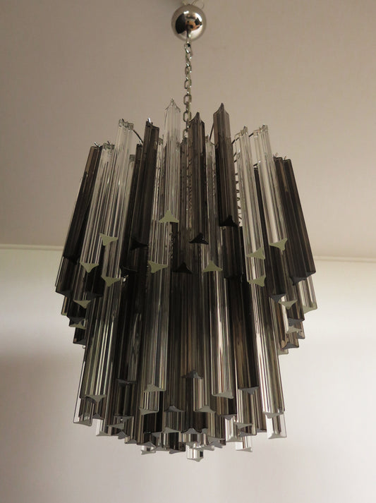 Murano Chandelier | 107 Clear and Smoke-coloured Prism Glasses